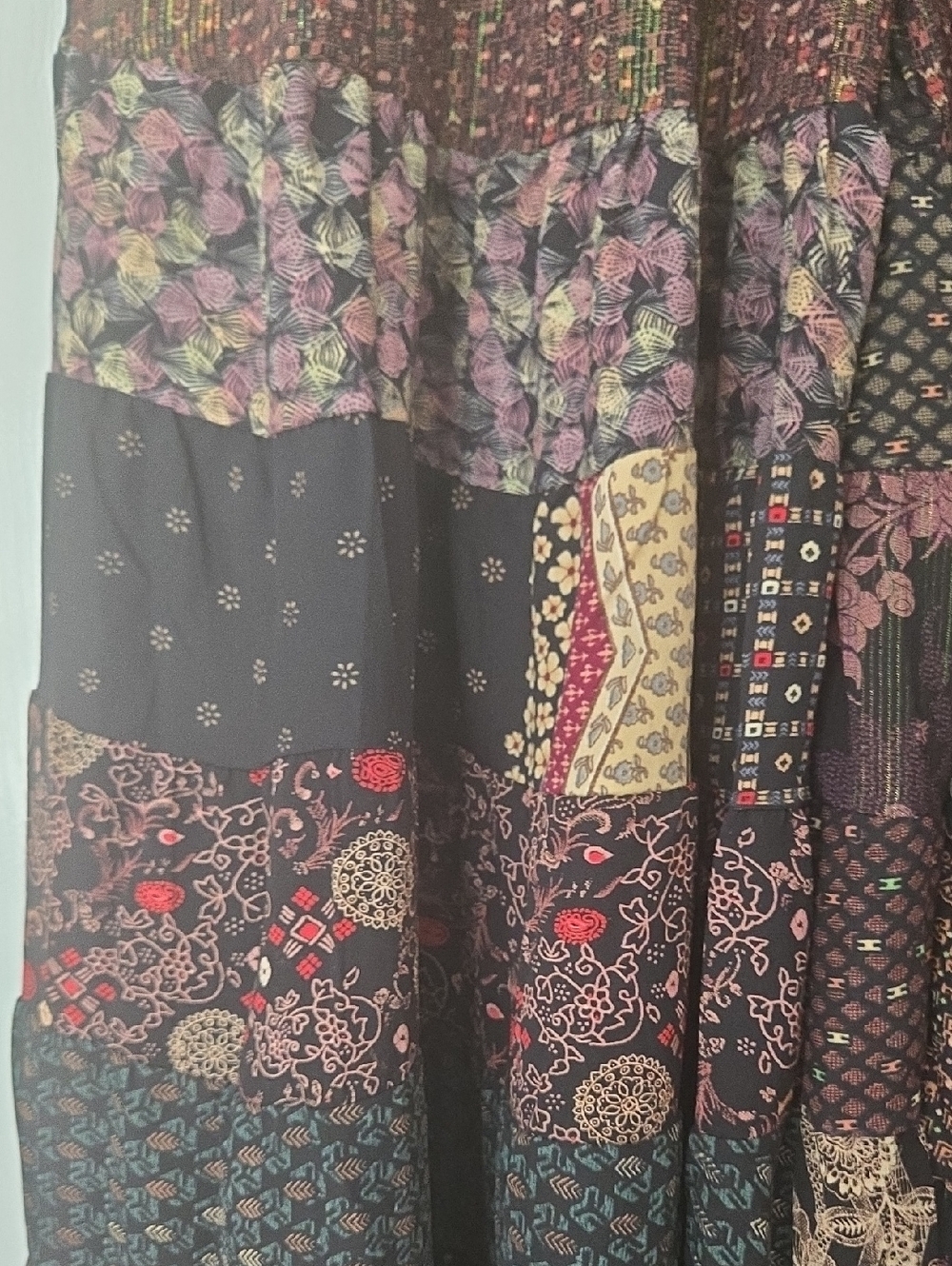 Bohemian Patchwork Maxi Bell Bottom Pants. Multi Colored - Picture 6 of 7